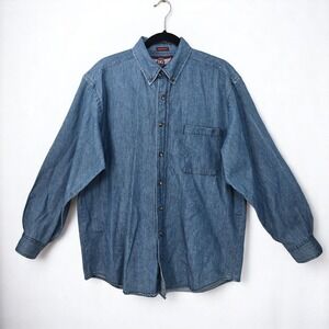 VTG Denim Gear Men's Shirt Button Up Long Sleeve Casual Western Workwear Small‎